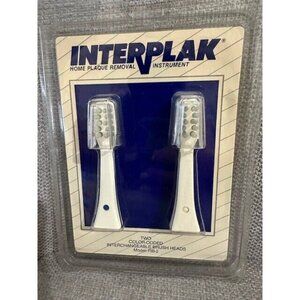 Vintage 1991 Interplak Replacement Brush Heads RB-2 Blue White Color Coded NOS